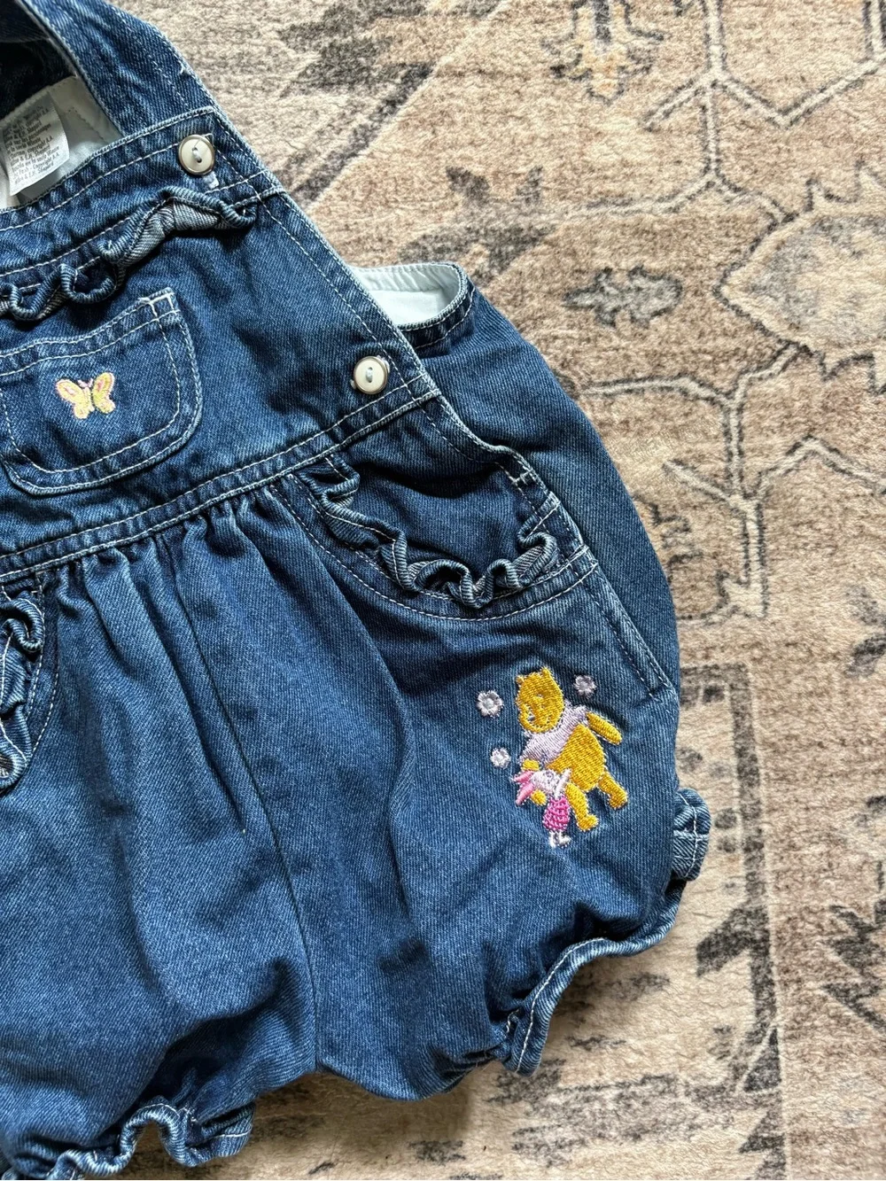 Vintage Disney Winnie the Pooh piglet denim overalls bibs embroidered 6/9 months